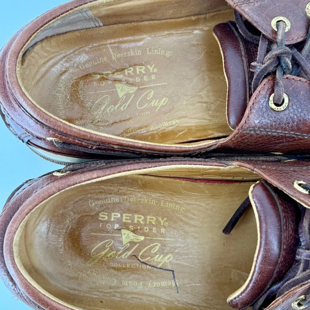 Sperry 10.5M Gold Cup ASV Leather Boat Shoes Luxury Lined Men Brown